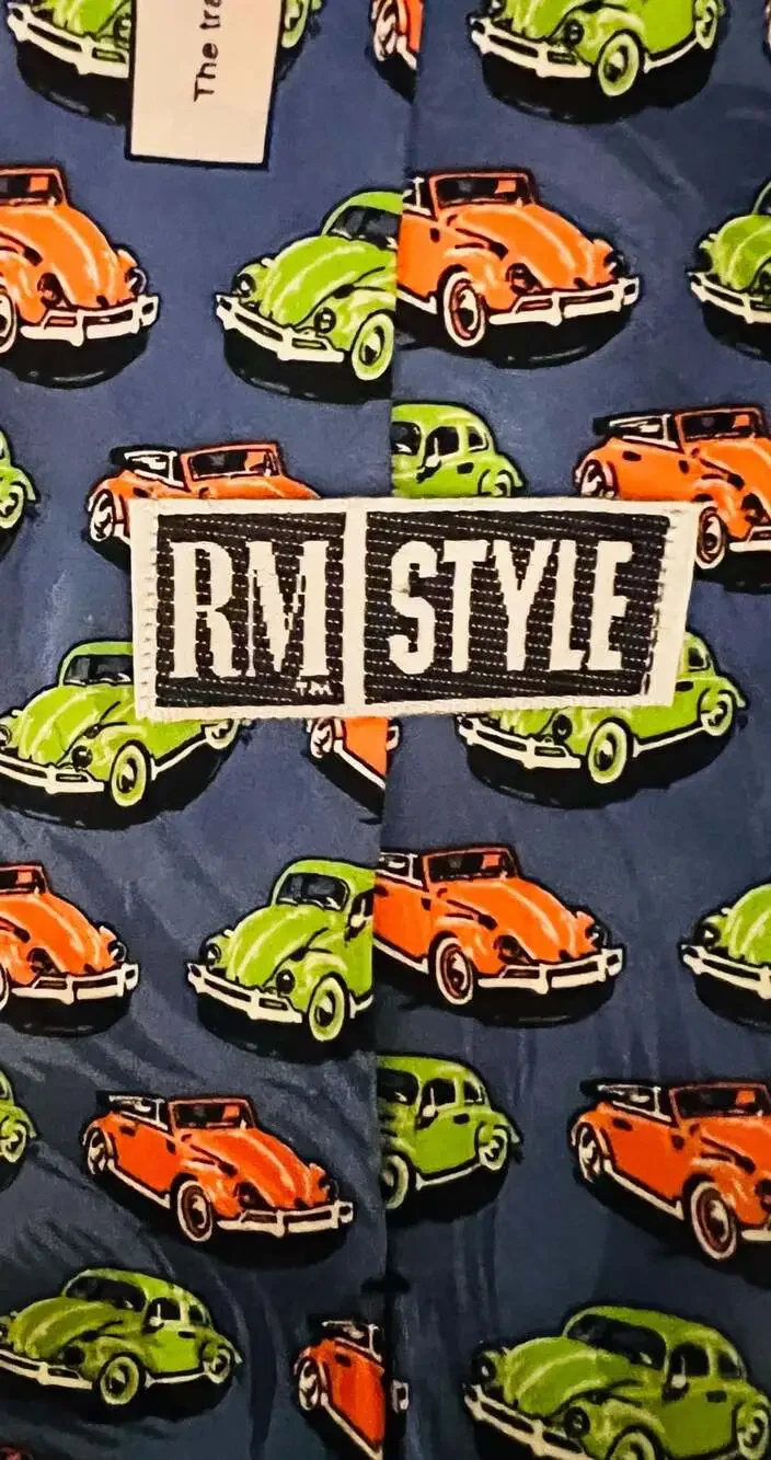 Volkswagen Repeat Silk Necktie Blue Beetle Car Print